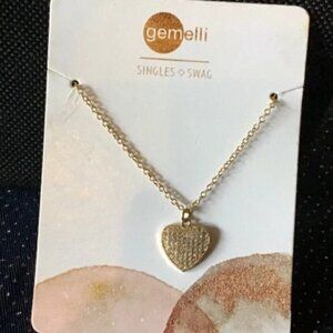 Gemelli Pave Heart Gold Necklace - New in Pouch